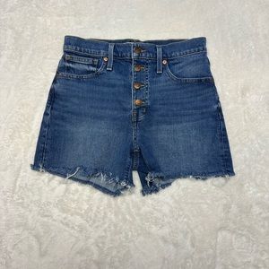 hi-rise madewell denim shorts size 26